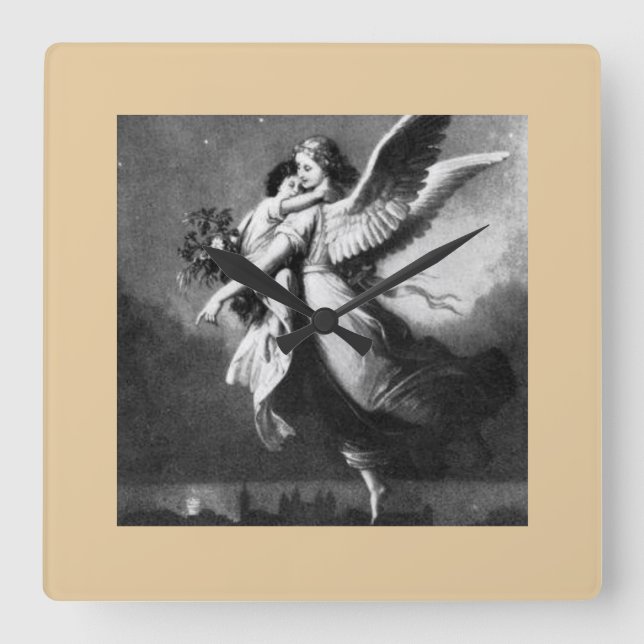 Guardian Angel At Night  Square Wall Clock (Front)