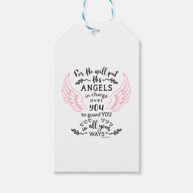 Guardian Angel Bible Verse Psalm 91 Gift Tags (Front)