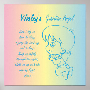 Guardian Angel Boy Evening Prayer Poster