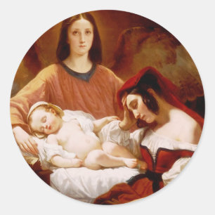 Guardian Angel by Henri Decaisne Classic Round Sticker