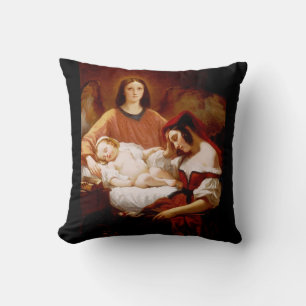 Guardian Angel by Henri Decaisne Cushion