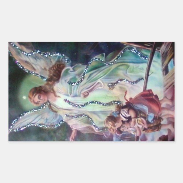 GUARDIAN ANGEL c. 1900 rectangular Sticker (Front)