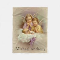 Guardian Angel Cherubs Praying Above Baby