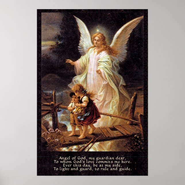 Guardian Angel, Children, Bridge and Poem Poster (Front)