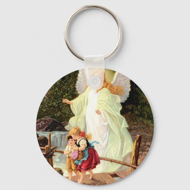 Guardian Angel Children Bridge by Lindberg  Key Ring (Front)
