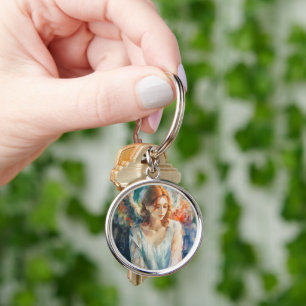 Guardian Angel Christianity Watercolor Key Ring