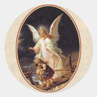 Guardian Angel Classic Round Sticker