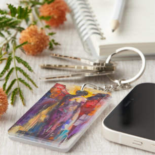 Guardian Angel Colourful Expressionism Key Ring