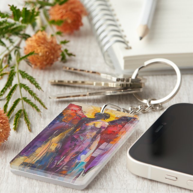 Guardian Angel Colourful Expressionism Key Ring (Front Right)