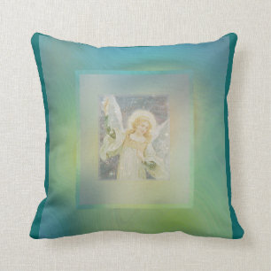 Guardian Angel Cool Green Blue Colours Cushion