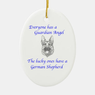 GUARDIAN ANGEL GERMAN SHEPHERD CERAMIC TREE DECORATION