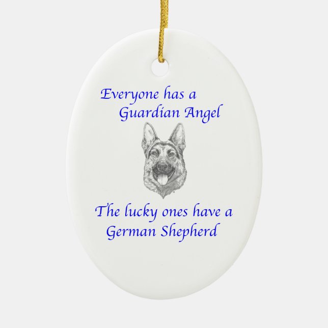 GUARDIAN ANGEL GERMAN SHEPHERD CERAMIC TREE DECORATION (Front)
