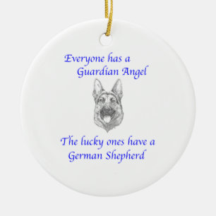 GUARDIAN ANGEL GERMAN SHEPHERD CERAMIC TREE DECORATION