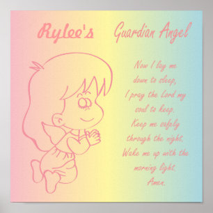 Guardian Angel Girl Evening Prayer Poster