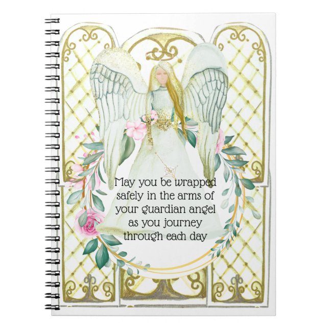 Guardian angel glass windows wreath poem verse notebook (Front)