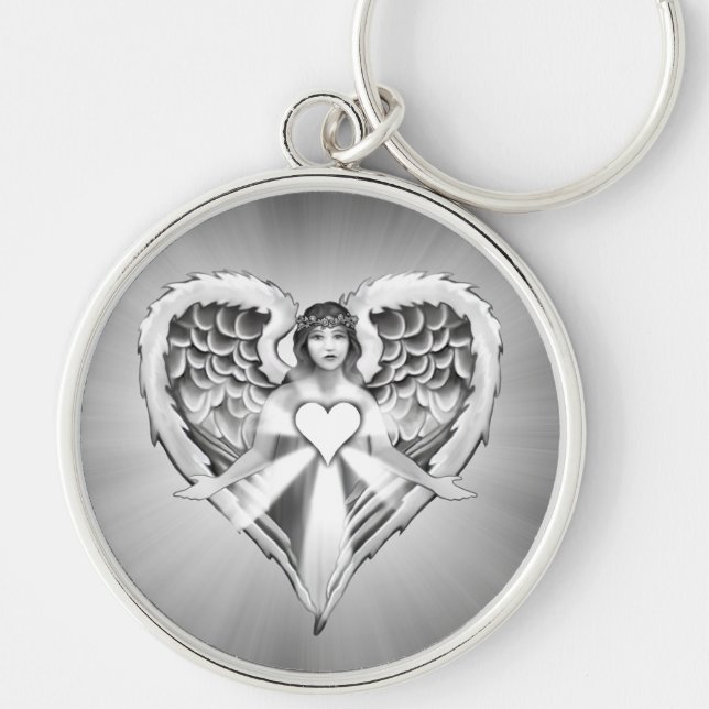 Guardian Angel Heart Wing Design) Key Ring (Front)
