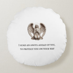 Guardian Angel – "I Send an Angel Ahead of You" Bi Round Cushion