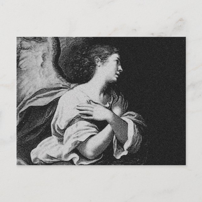 Guardian Angel in Black and White Postcard (Front)