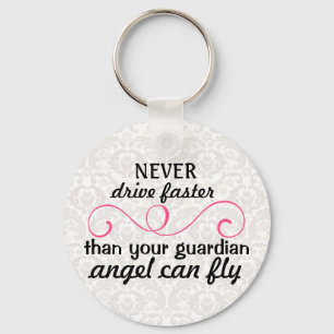 Guardian Angel Key Chain Pink Gray