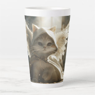 Guardian Angel Kitten Digital Art Latte Mug