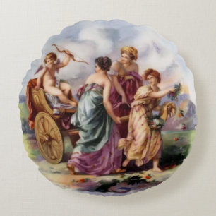 Guardian Angel Leading the Path Round Cushion