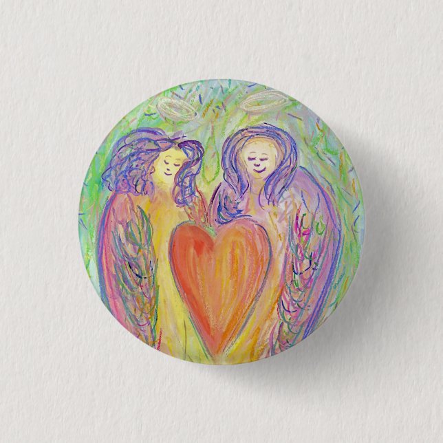 Guardian Angel Love Hearts Lapel Button Pins (Front)