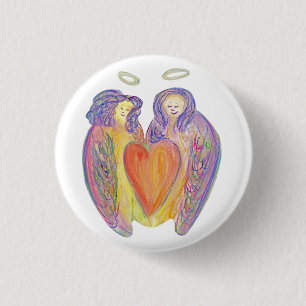 Guardian Angel Love Hearts Lapel Button Pins