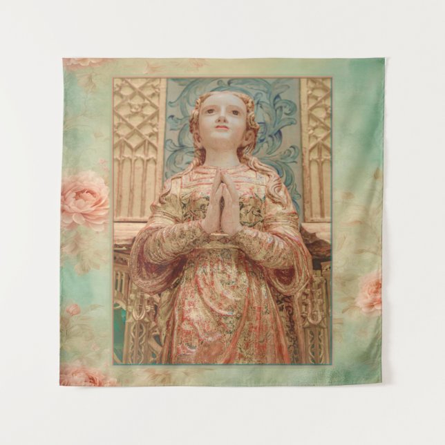 Guardian Angel painting Tapestry (Front)