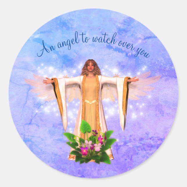 Guardian Angel Personalised Inspirational  Classic Round Sticker (Front)