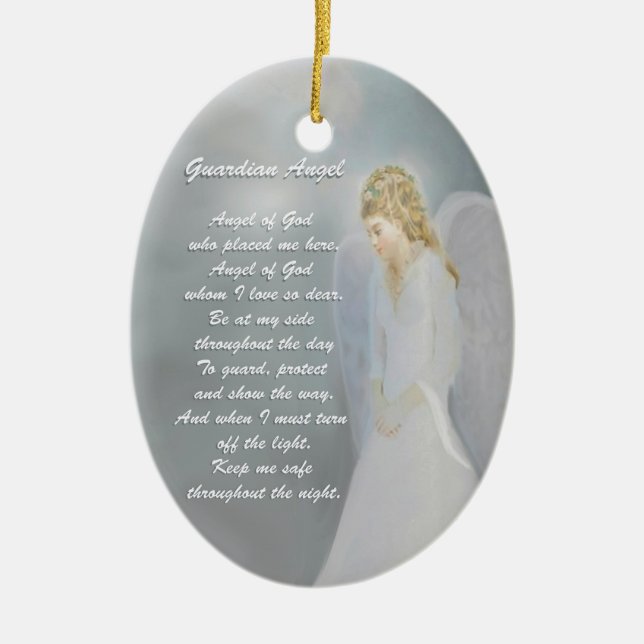 Guardian Angel Poem Ceramic Tree Decoration (Front)