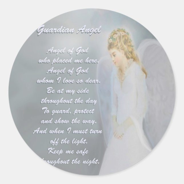 Guardian Angel Poem Classic Round Sticker (Front)