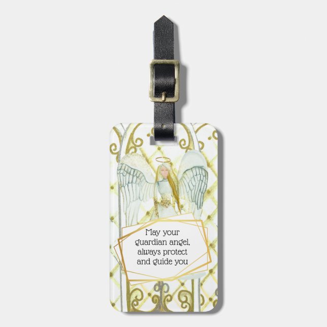 Guardian Angel poem for safety with your details Luggage Tag (Front Vertical)