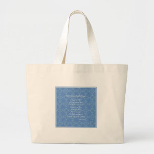 Guardian Angel Prayer Blue Adult Large Tote Bag