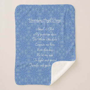 Guardian Angel Prayer Blue Sherpa Blanket
