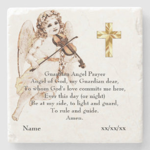 Guardian Angel Prayer Catholic Gift Personalised Stone Coaster