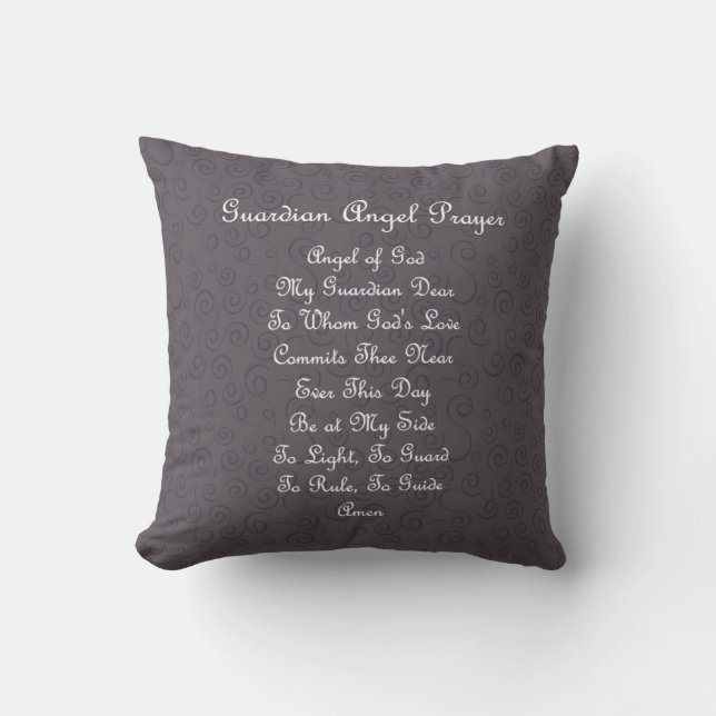 Guardian Angel Prayer Charcoal Cushion (Front)