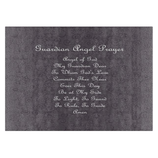 Guardian Angel Prayer Charcoal  Cutting Board (Front)