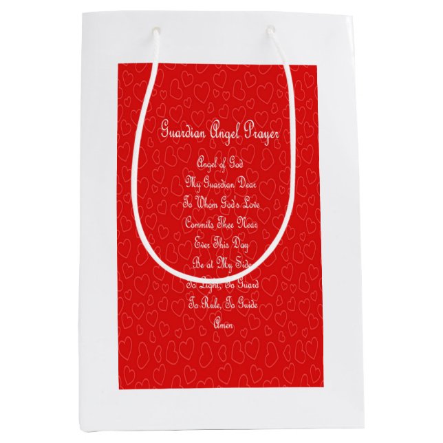 Guardian Angel Prayer Hearts Medium Gift Bag (Front)