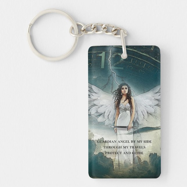 Guardian Angel Prayer Monogram Double Sided Key Ring (Front)