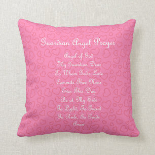 Guardian Angel Prayer Pink Cushion