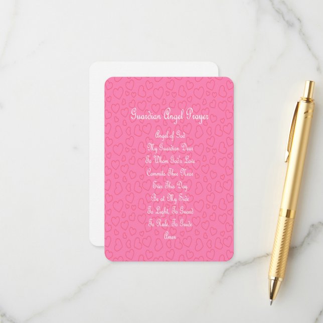 Guardian Angel Prayer Pink  Enclosure Card (Front/Back In Situ)