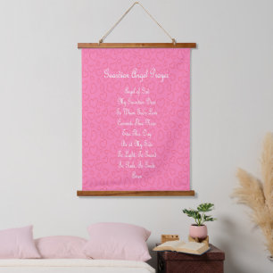 Guardian Angel Prayer Pink Hanging Tapestry