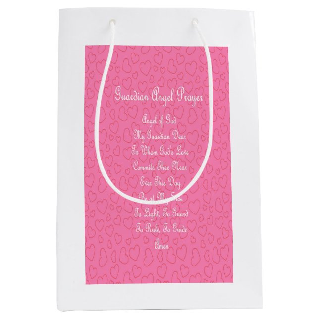 Guardian Angel Prayer Pink  Medium Gift Bag (Front)