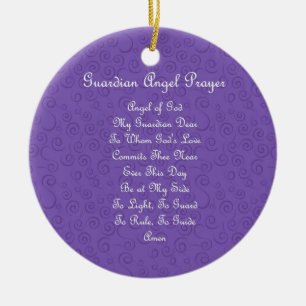 Guardian Angel Prayer Purple Ceramic Ornament