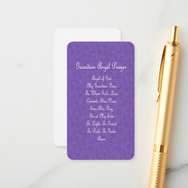 Guardian Angel Prayer Purple Enclosure Card (Front/Back In Situ)