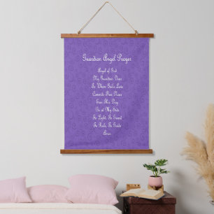 Guardian Angel Prayer Purple Hanging Tapestry
