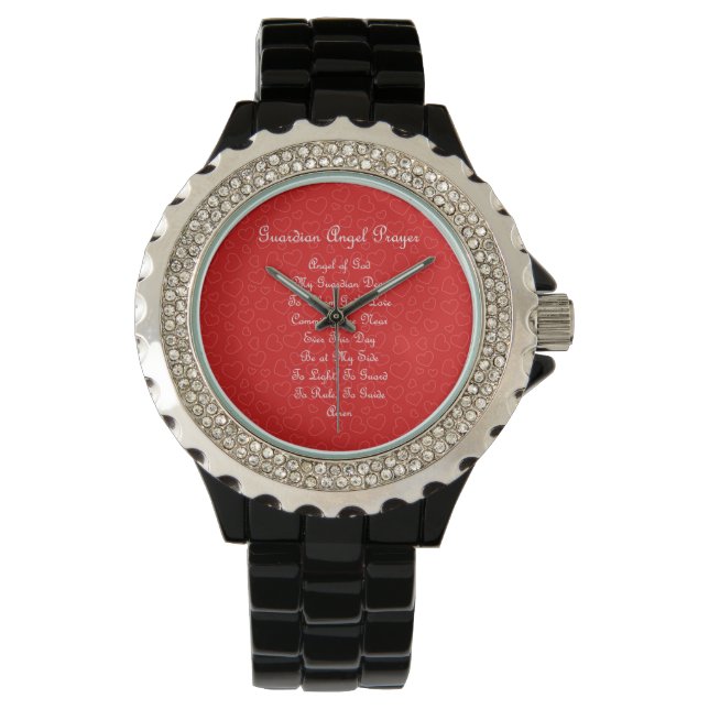 Guardian Angel Prayer Red Hearts Watch (Front)