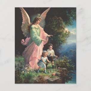 Guardian angel protecting children near a ledge flyer