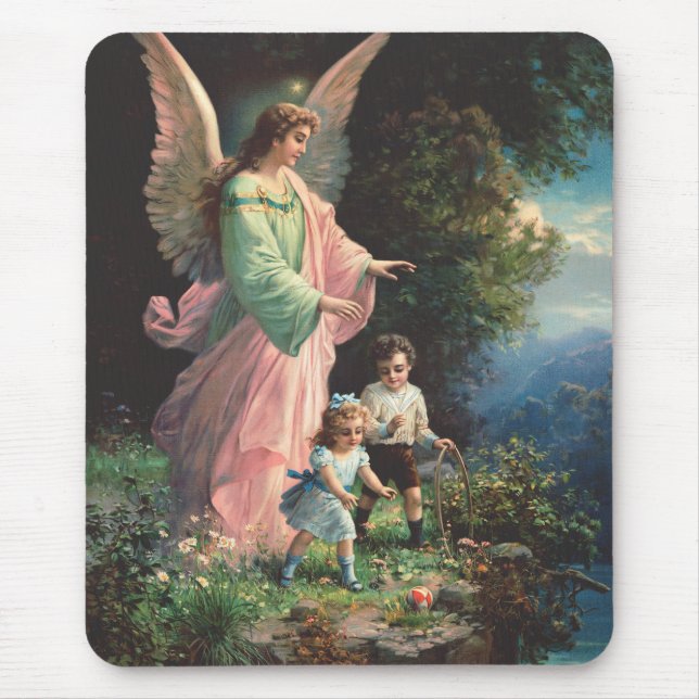 Guardian angel protecting children near a ledge mouse pad (Front)