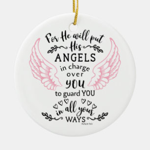 Guardian Angel Psalm 91:11 Bible Scripture Verse Ceramic Ornament